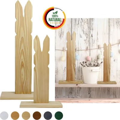 Produktbild von Floranica 2er SET Osterdeko Hase aus Holz Unbehandelt 40 und 50 cm Hoch DIY Deko Figur Ostern Frühling