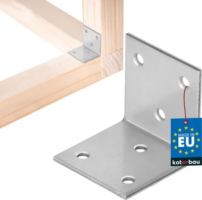 Produktbild von KOTARBAU® Winkelverbinder 40 x 40 x 40 mm verzinkter Stahl Silber Schwerlastwinkel Balkenverbinder Möbelwinkel Winkelblech Holzverbinder Regalwinkel Winkel Metall Verzinkt Stabil Langlebig Stahlwinkel