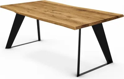 Produktbild von Esstisch Life-Edge II Wildeiche massiv in 180x100 cm mit Design-Gestell Baumkanten