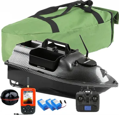 Produktbild von GPS Fischerköderboot Futterboot mit GPS Köderboot mit 3 Katapulthüpfer,LCD Sonarsensor Fischfinder,2 Ersatzbatterie,Handtasche