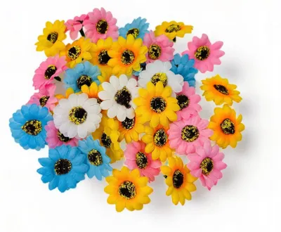 Image de DIYQueen Fleurs en tissu multicolores artisanat 50 pièces