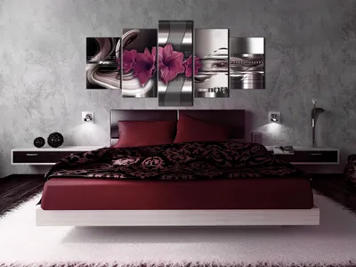 Produktbild von Akustikbild Abstrakt Blumen 200x100 cm Bilder Akustikschaum Hochleistungsschallabsorber Schallschutz Leinwand 5 tlg Wandbild Raumakustik Schalldämmung b-A-0275-b-o