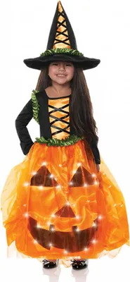 Produktbild von Leuchtendes Pumpkin Prinzessin Kinder Kostüm für Halloween Größe: L (10-12 Jahre)