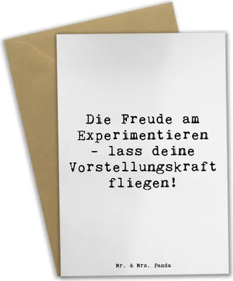 Produktbild von Mr. & Mrs. Panda Glückwunschkarte Spruch Die Freude am Experimentieren - Weiß - Geschenk, weihnachtskarten, einladungskarten, Vertrauem, Lebenshilfe, Zuversicht, mutig