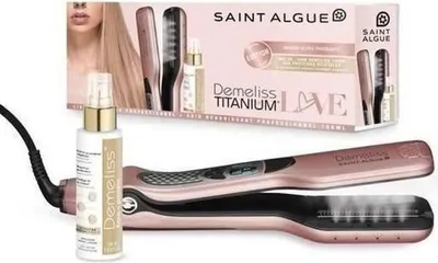 Immagine prodotto di Piastra a vapore SAINT ALGUE Demeliss TITANIUM LOVE, trattamento alla cheratina 100 ml, piastre in titanio, 5 temperature 150 °C-230 °C