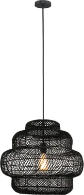 Produktbild von HOME DELUXE Hängeleuchte aus Rattan SIA - Schwarz | Hängeleuchte, Rattan, schwarze Hängeleuchte