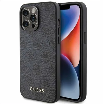 Guess Husa 4G Metall Gold Logo iPhone 15 Pro Max Gri