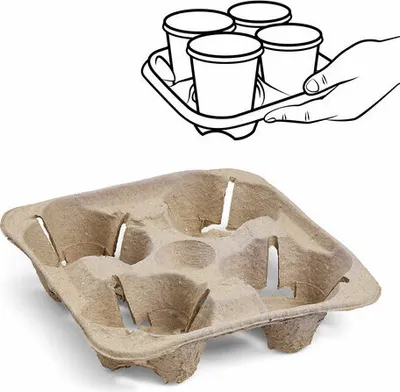 Produktbild von 30x Getränkehalter Tragetablett Becherhalter 4 Becher Coffee to Go 21x21cm