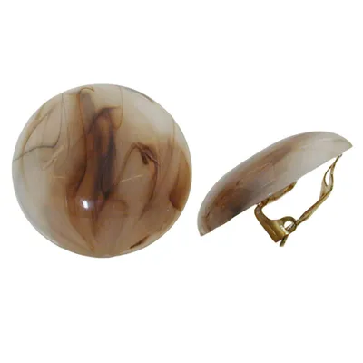 Produktbild von Clip Ohrring 30mm Riss braun-horn-marmoriert glänzend Kunststoff-Bouton braun 30mm