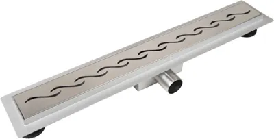 Produktbild von BADLAND Duschrinnen Edelstahl DECOR WAVE NEXT 90 cm in Silber | Komplettset Bodenablauf