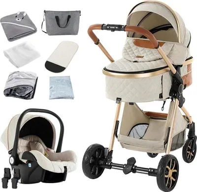 Produktbild von Kompakter Babyträger, zusammenklappbares Design, stoßdämpfende Räder, WEISS