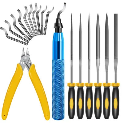 Entgratungswerkzeug-Set mit 10 Klingen, 6 Feilen & Seitenschneider