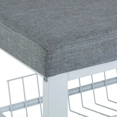 Produktbild von Relaxdays Schuhbank, Polsterbank mit Schuhablage, 2 Ebenen für Schuhe, HBT: 50,5 x 82 x 33 cm, Stoff & Metall, grau/weiß