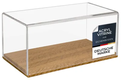 Produktbild von HMF 46873 Acryl Vitrine mit Holzsockel für Modellautos, 30 x 15 x 14 cm