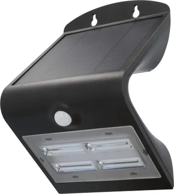 Image de Applique murale solaire UNITEC LED avec détecteur de mouvement 120° | 3,2 watts | 400 lumens | 4000 K | Lampe solaire d'extérieur | Protection contre les projections d'eau IP65 | noir | Classe énergétique A++