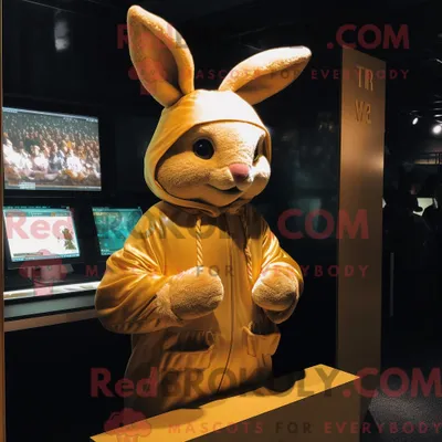 Produktbild von Maskottchenkostüm REDBROKOLY Goldener Hase mit Überwurf und Fäustlingen