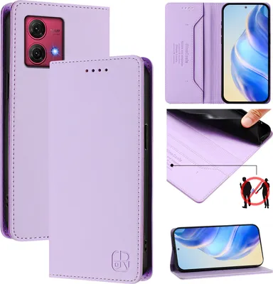 Obrázek produktu pro Kožené pouzdro pro Motorola Moto G84, flipové pouzdro s přihrádkami na karty, peněženkou a stojánkem Fialový
