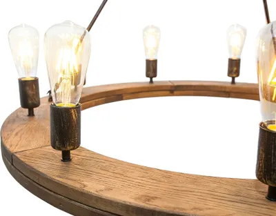 Produktbild von Kronleuchter Crafdeco - Eichenholz Braun Modernes Design Elegante Pendelleuchte für Wohnzimmer Esszimmerlampe Büro Stilvolles Hängeleuchte