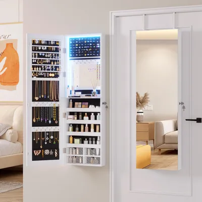 Produktbild von LVSOMT Schmuckschrank mit Spiegel, Hängend und Abschließbar, Tür- und Wandspiegel