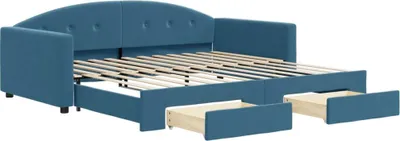 Productafbeelding van vidaXL Dagbed uitklapbaar met lades, blauw, 100x200 cm, fluweel