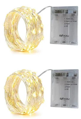 Lichterkette 2er-Set, 50 Micro LED, 5 m, Warmweiß, Timer