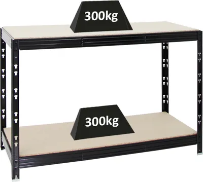 Produktbild von Werkbank Tiger | 300 kg pro Fachboden | HxBxT 90x140x60 cm | Schwarz