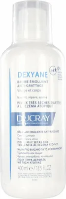 A white bottle of Ducray Dexyane emollient cream against a white background.