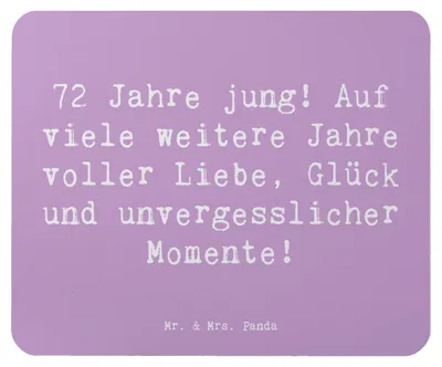 Produktbild von Mr. & Mrs. Panda Mouse Pad Spruch 72. Geburtstag Freude - Lavendeltraum - Geschenk, computer mousepad, pc mauspad, Erinnerungen, Alter, Happy Birthday, Erinnerung