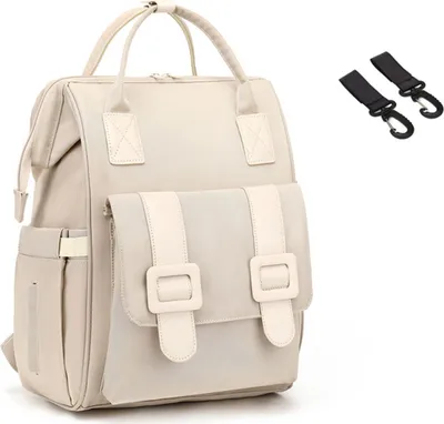 Produktbild von MODFU Wickeltasche Rucksack - Wickelrucksack mit Multifunktions-Babytaschen und mobiler Wickelauflage - Schnullerhalter und Kinderwagengurte Cremeweiß