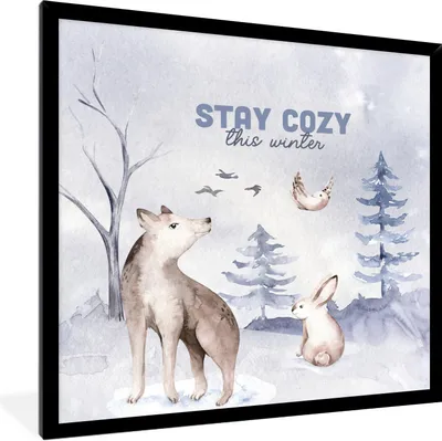 Produktbild von MuchoWow® Gerahmtes Poster Winter - Schnee - Zitat 40x40 cm - Poster mit Schwarzem Bilderrahmen Wandposter Rahmen Foto Bilder - Mit Rahmen - Wanddekoration Schlafzimmer