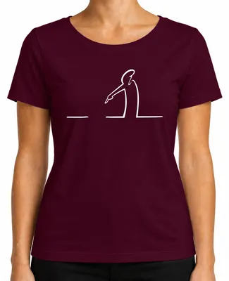Imagen del producto de Camiseta para mujer, diseño "La Linea Balum Osvaldo Cavandoli Strichmännchen Kult", color burdeos, talla L