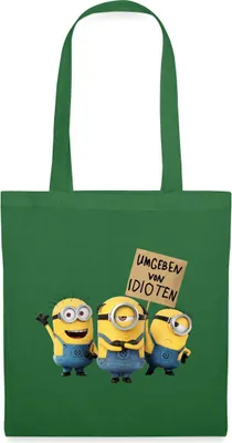 Produktbild von Spreadshirt Minions Umgeben Von Idioten Despicable Me Stoffbeutel, One size, Fichte