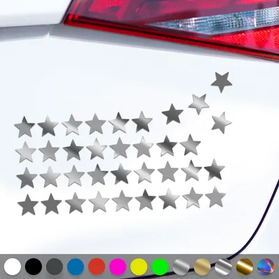 Produktbild von PantherPixel Sterne Set Aufkleber Mehrteilige Sterneaufkleber Sticker Auto Geschenkidee Farbe Chrom-Silber