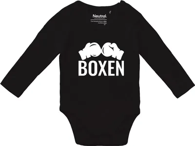 Produktbild von Huuraa Baby Body Boxen Boxhandschuhe 62 Black  Baumwolle Fairtrade Langarmbody Geschenkidee