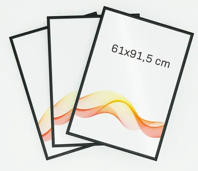 Produktbild von RAWWEST.BIS Alu Bilderrahmen 3er-Set: 61x91,5 cm mit Plexi Rahmen für Bilder und Poster, Schwarz