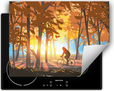 Produktbild von DarHaus Herdabdeckplatte 80x52 cm Anti Rutsch Matte Aufrollbar, Herbst - Wald