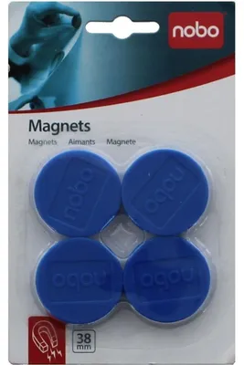Zdjęcie produktu dla Nobo 1901453, Magnes na tablicę, Niebieski, 38 mm, 38 mm, 90 g, 4 szt.