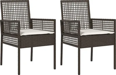 Image de vidaXL Chaise de jardin avec coussins, lot de 2, marron, 55 x 53 x 85 cm, rotin synthétique