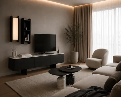 Produktbild von Stilvolles Wohnzimmer-Set: TV-Wohnwand & Beistelltische