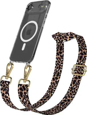 Produktbild von EAZY CASE - Handykette mit MagSafe Hülle für Apple iPhone Air, Handyband Leo Style, Karabiner Gold, Umhängeband in Schwarz