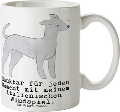 Produktbild von Mr. & Mrs. Panda Bedruckte Tasse Italienisches Windspiel Moment - Weiß - Geschenk, Pott, Windhund, haferl, schöne, Kaffeetasse, Italian Greyhound, Kaffeebecher