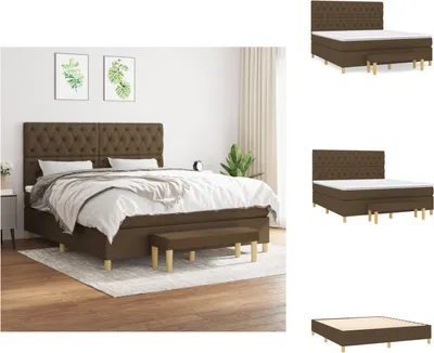 Produktbild von vidaXL Boxspringbett mit Matratze Dunkelbraun 160x200 cm Stoff -  Betten & Bettgestelle
