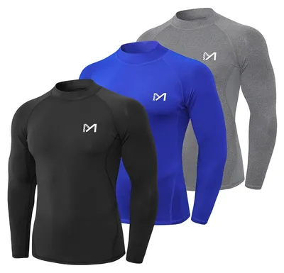 Immagine prodotto di Maglietta a compressione da uomo MEETYOO, maglietta tecnica a maniche lunghe, maglietta da fitness per uomo