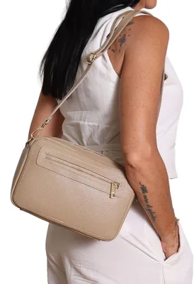 Produktbild von Lux Handtasche für Damen, weiß, aus Leder, mit Reißverschluss und verstellbarem Trageriemen