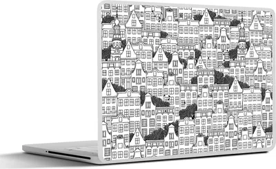 Produktbild von MuchoWow® Laptop Aufkleber Sticker Cover Amsterdam - Grachtenhaus - Zentangle 31x22.5 cm - Laptop-Deko