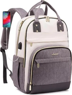 Immagine prodotto di LOVEVOOK Zaino Donna 15,6 Pollici Zaino Scuola Laptop Ragazze Impermeabile Antifurto Beige Grigio