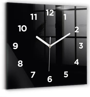 Produktbild von Wallfluent Wanduhr – Stilles Quarzuhrwerk - Uhr Dekoration Wohnzimmer Schlafzimmer Küche - Zifferblatt - weiße Zeiger - 30x30 cm - Schwarz