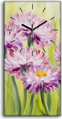 Produktbild von Wandbild Leinwand Bilder mit Uhr 30x60 Malerei Blumen Pflanzen Gras Kunst - schwarze Hände