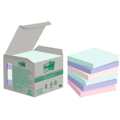 Produktbild von Post-it Haftnotiz Recycling Notes 654-1GB 76x76mm sortiert 6 St./Pack