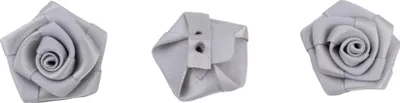 Produktbild von Satinrosen 3cm zum Basteln & Aufnähen 10 Stück Silber